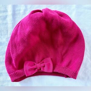 Gymboree Girls Knit Beanie Hat Size 4T–5T Pink Bow Accent Soft Stretch